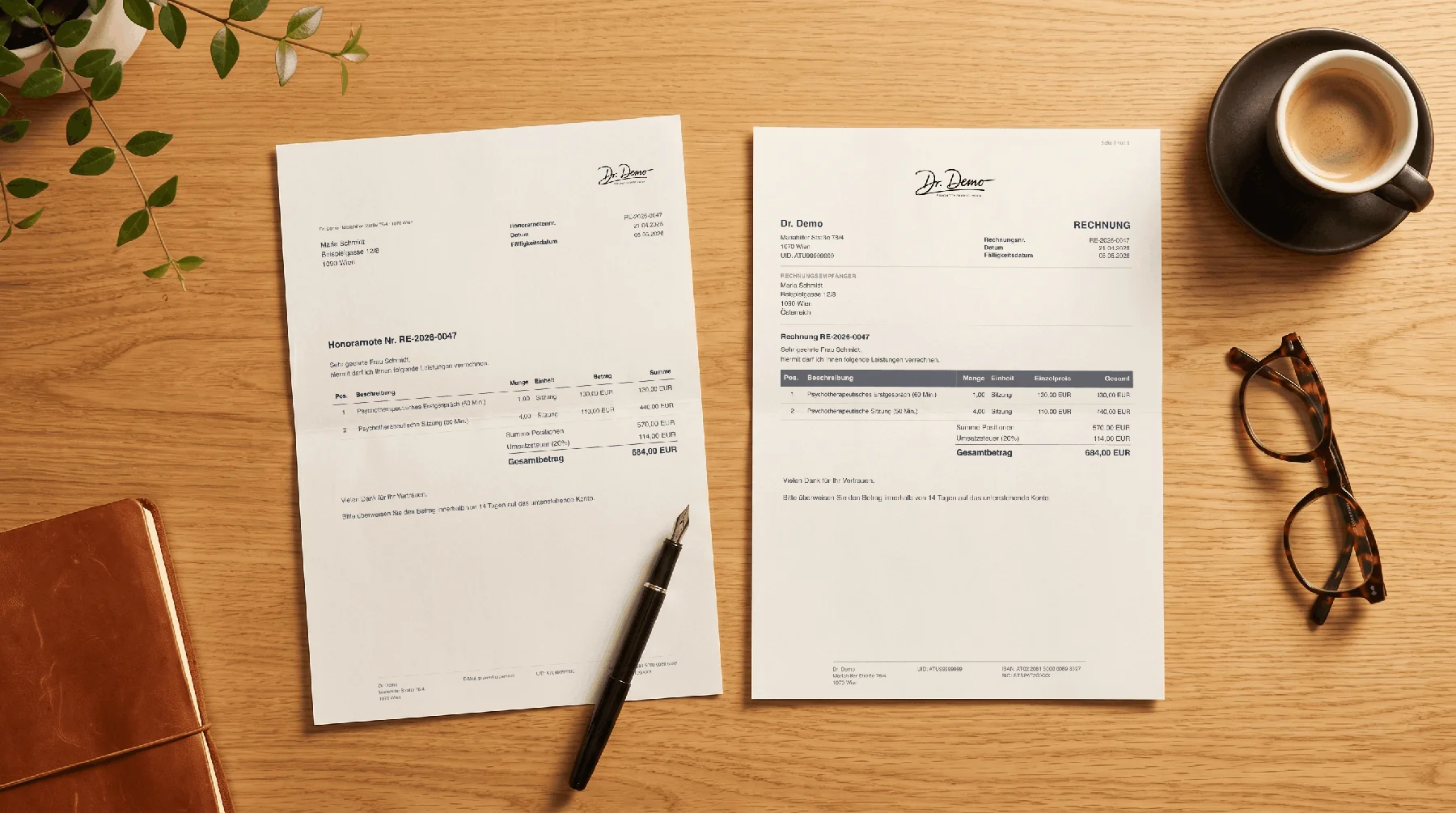 Was ist eine Honorarnote? Unterschied zur Rechnung in Österreich + Muster