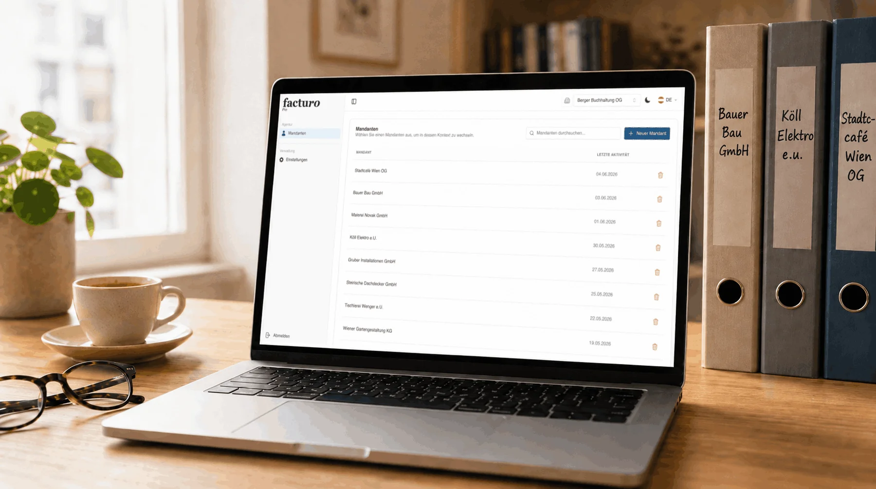 Mandantenfähige Rechnungssoftware Österreich: mehrere Mandanten, ein Login
